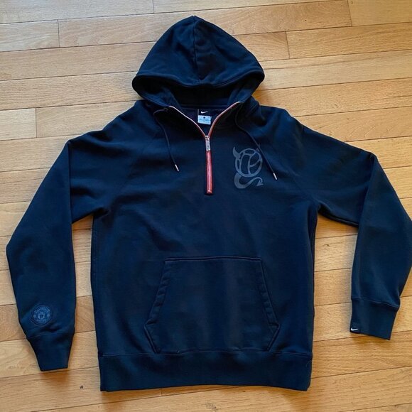 RARE Nike Manchester United Hoodie 77 Sweatshirt Large Black - Picture 2 of 9
